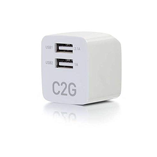 C2G 2-Port USB Wall Charger - AC to USB Adapter, 5V 2.1A Output