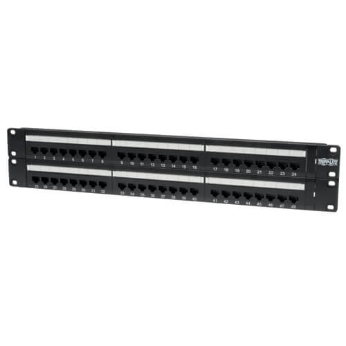 Tripp Lite Cat6/Cat5 110 Patch Panel, 568B, RJ45 Ethernet 48-Port 2U Rack-Mount - Black -