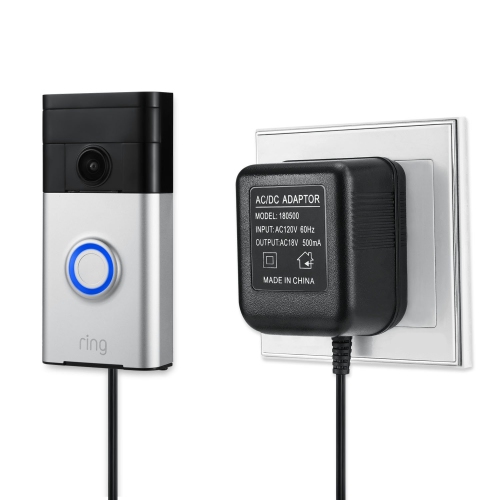 Adaptateur d'alimentation Wasserstein compatible avec la sonnette vidéo Ring, la sonnette 2, la sonnette Pro, la sonnette vidéo Zmodo, la sonnette eu