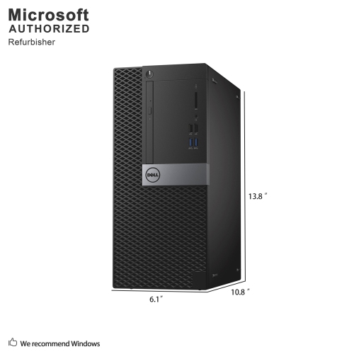 Refurbished - Dell OptiPlex 7040 Tower, Intel Quad Core i7-6700 3.4G, 16G DDR4, 240G SSD+2T, DVDRW, WiFi, BT, Win10 Pro (EN/FR)
