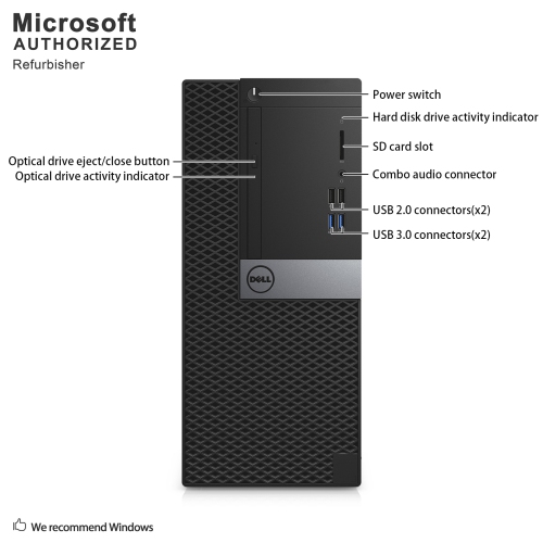 Refurbished - Dell OptiPlex 7040 Tower, Intel Quad Core i7-6700 3.4G, 16G DDR4, 240G SSD+2T, DVDRW, WiFi, BT, Win10 Pro (EN/FR)