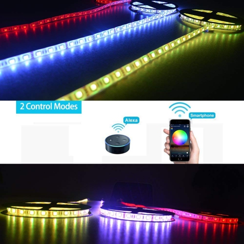 Smart LED Light Strip,Wifi Flexible Backlight Strip, Dimmable, 16million Color, 16.4FT, Compatible with Alexa-Google Home