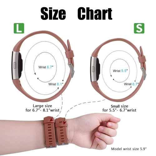 Compatible Fitbit Charge 2 Bands, Classic Bracelet Adjustable Wristband TPU Strap Sport Watch Band Metal Clasp, Large