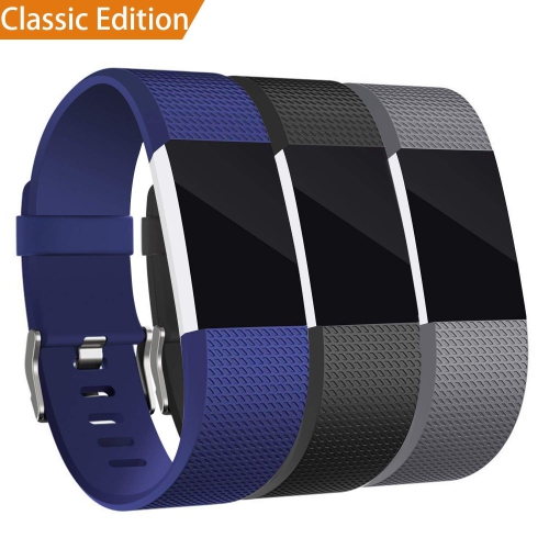 Fitbit Charge 2 Bands, Classic Bracelet Adjustable Replacement band TPU Strap Sport Watch Band Metal Clasp,Small,3 Pack