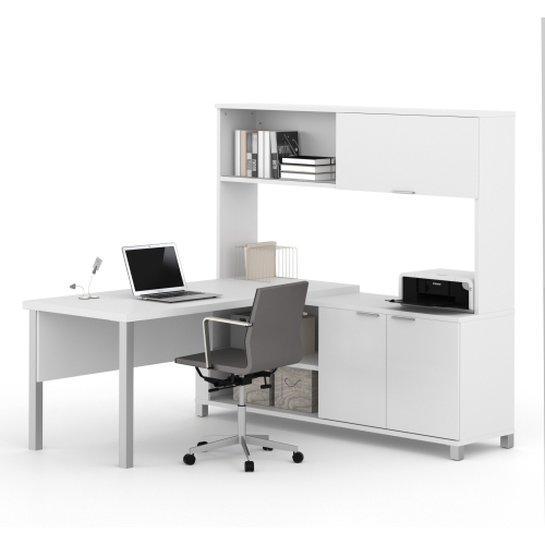 Pro Linea Corner Desk With Hutch White Best Buy Canada