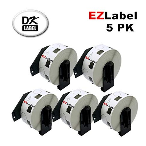5 PK Compatible Brother DK1218 Multi-Purpose Round Die Cut Label 0.94" With Own Cartridge Holder