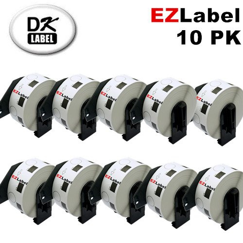 10 PK Compatible Brother DK1218 Multi-Purpose Round Die Cut Label 0.94" With Own Cartridge Holder