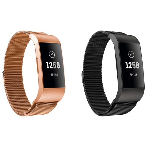 fitbit charge 3 rose gold with black band