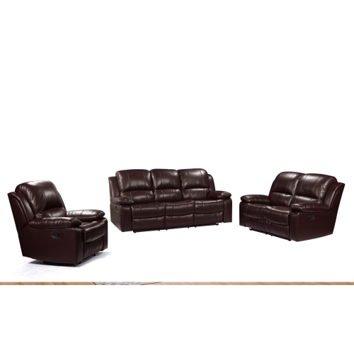 Ensemble 3 pièces canapé inclinable en cuir de luxe Alux A-Class Luxury Products Elite - Brun chocolat
