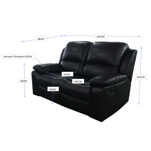 Ensemble 3 pièces canapé inclinable en cuir de luxe Alux A-Class Luxury Products Elite - Brun chocolat