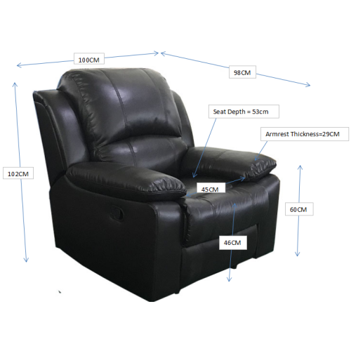 Ensemble 3 pièces canapé inclinable en cuir de luxe Alux A-Class Luxury Products Elite - Brun chocolat