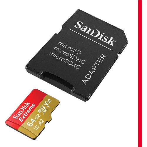 Sandisk SDSQXA2-064G-GN6MA Extreme 64GB microSD UHS-I Card with Adapter - 160MB/s U3 A2