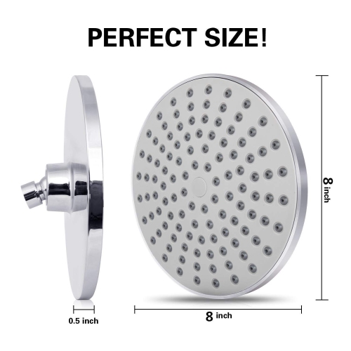 High Pressure Shower Head, 8-Inch Chrome Finish Rainfall ShowerHead,Angle Adjustable Ball Joint