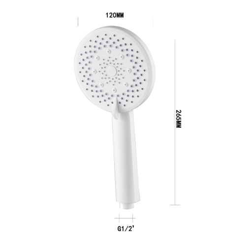 4.7" / 120 MM Plastic Shower Head Handheld Shower head with 5ft / 1.5M Hose, 5 Settings White Finished Hand Held Rainfall Shower Set- Including