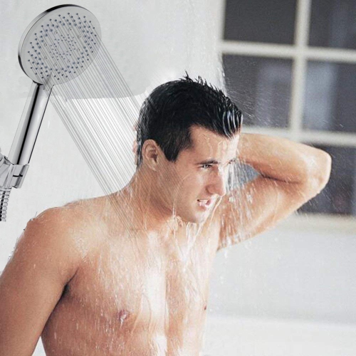 4.7" / 120 MM Plastic Shower Head Handheld Shower head with 5ft / 1.5M Hose, 5 Settings White Finished Hand Held Rainfall Shower Set- Including