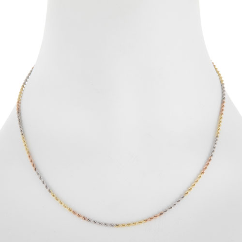 18" 10K Tri-Tone Gold Rope Chain