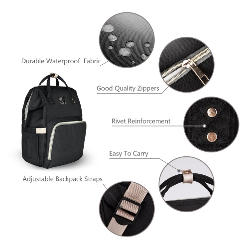 Sac à dos à couches pour bébés; sac à dos de voyage hydrofuge multifonctionnel grande capacité et créatif pour couches