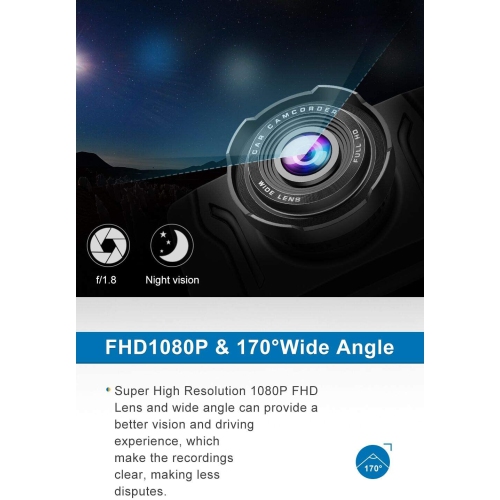 WINGOMART XT Ccv-12/6587 Itek HD DVR Dash Cam Dash Cam with Mic for Audio Recording, Wide Angle Car Camera Video Recorder Black Box with LED Lights