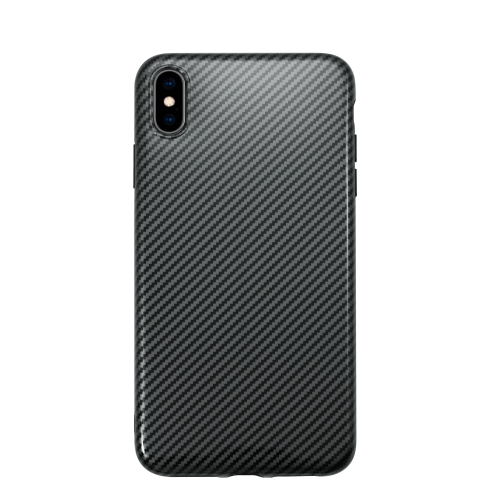 Uolo Sleek TPU Fitted Soft Shell Slim Case for iPhone Xs Max - Glossy Black Carbon Fibre