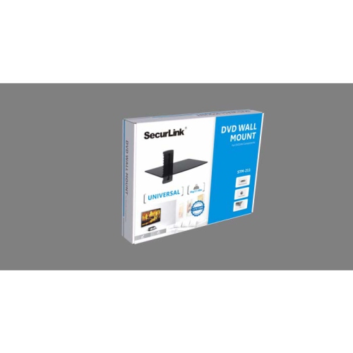 SecurLink Tempered Glass Media Player DVD AV Wall Shelf, Up to 8KG