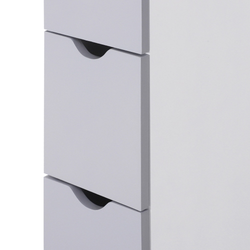 HOMCOM Tall Bathroom Storage Cabinet Scrolled Cupboard Drawer with Open Shelves Space Saving Design