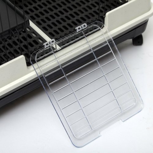 PawHut 28"H Guinea Pig Cage, 2-Level Rabbit Cage for Ferret, Chinchilla, Hedghog, Bunny, Small Animal Habitat with Wheels, Slide-out Tray, Ramp, Black