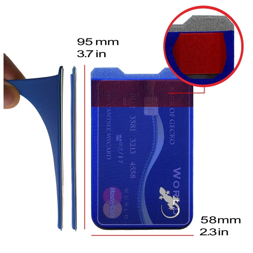 Gecko Travel Tech Phone Wallet - Stick On Card Holder Wallet for Cell Phones - Adhesive Card Pocket - BLUE