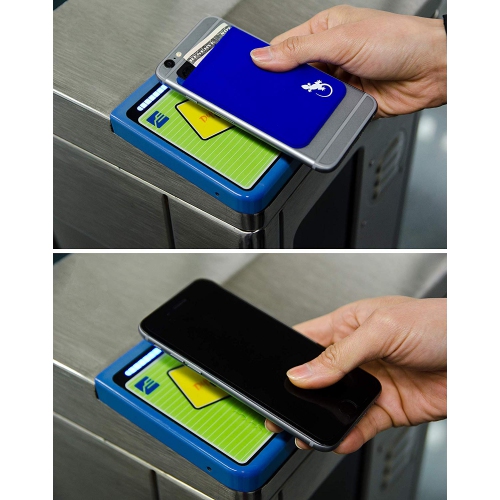 Gecko Travel Tech Phone Wallet - Stick On Card Holder Wallet for Cell Phones - Adhesive Card Pocket - BLUE