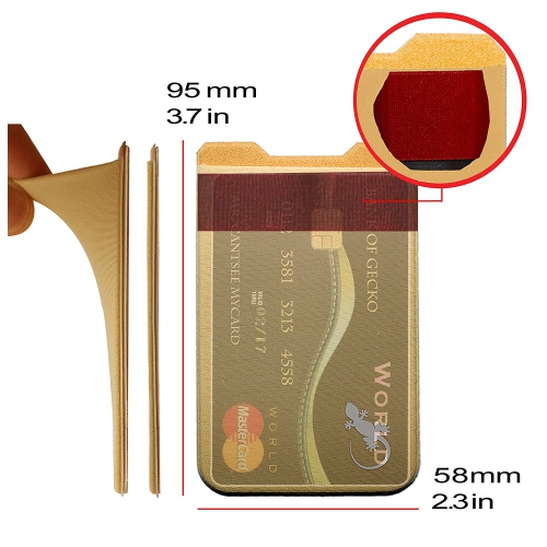 Gecko Travel Tech Phone Wallet - Stick On Card Holder Wallet for Cell Phones - Adhesive Card Pocket - BEIGE