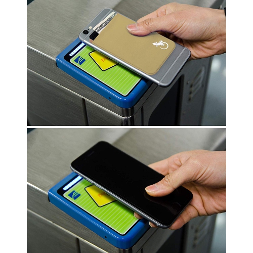 Gecko Travel Tech Phone Wallet - Stick On Card Holder Wallet for Cell Phones - Adhesive Card Pocket - BEIGE