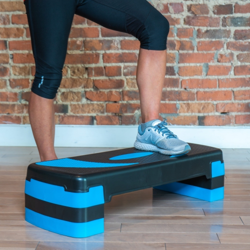 PRISP 3-Level Aerobic Stepper Step Platform for Home Gym & Fitness Training (Blue & Black)