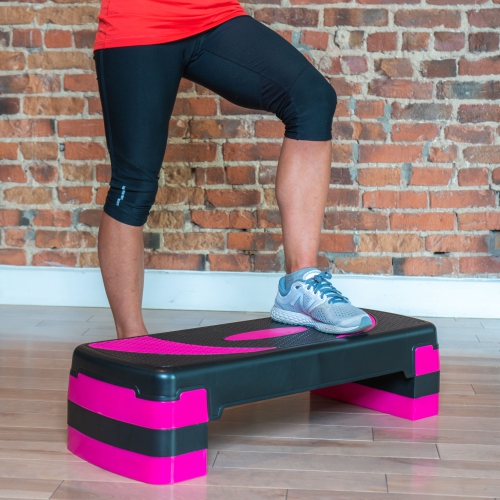 PRISP 3-Level Aerobic Stepper Step Platform for Home Gym & Fitness Training (Pink & Black)