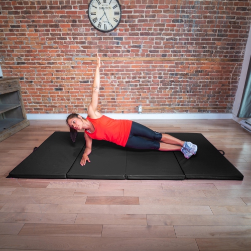 PRISP Folding 10ft Gym Mat for Gymnastics, Tumbling & Fitness; for Home 300x120x5cm / 10' x 4' x 2"