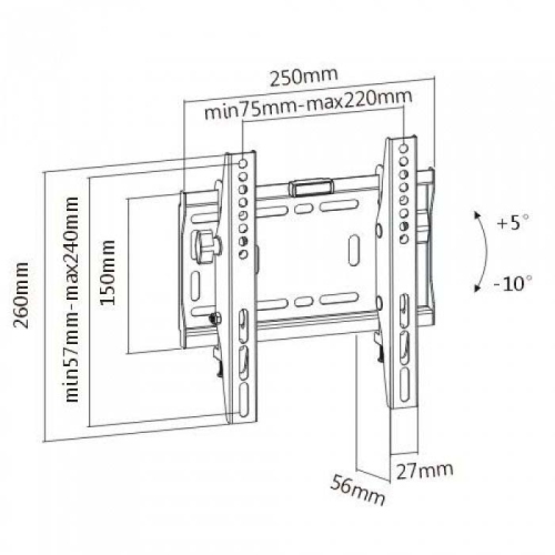 SecurLink Fixed and Tilt 23''-42'' TV mount, Holds up to 110lbs, Max VESA 200x200