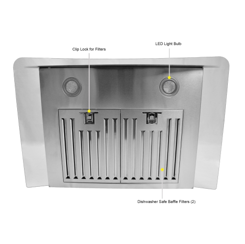 ROXON 900 CFM 30 Inches Range Hood Stainless Steel Wall Mounted Kitchen Exhaust Fan Style RXN-W16-30