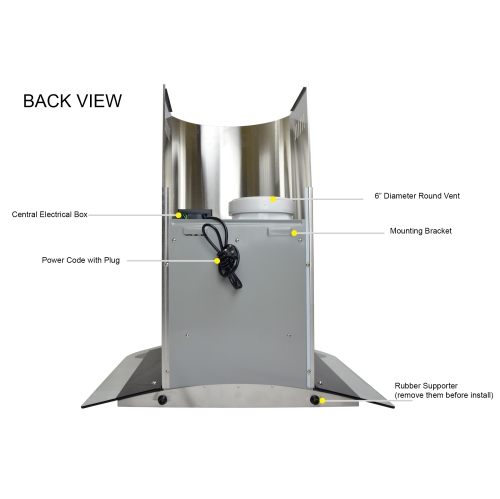 ROXON 900 CFM 30 Inches Range Hood Stainless Steel Wall Mounted Kitchen Exhaust Fan Style RXN-W16-30