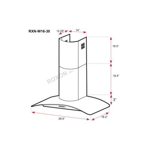 ROXON 900 CFM 30 Inches Range Hood Stainless Steel Wall Mounted Kitchen Exhaust Fan Style RXN-W16-30