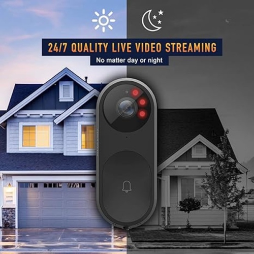 Netvue Belle A.I. Video Doorbell - Black, Facial Recognition, Dynamic Responses, HD & Wide-Angel View