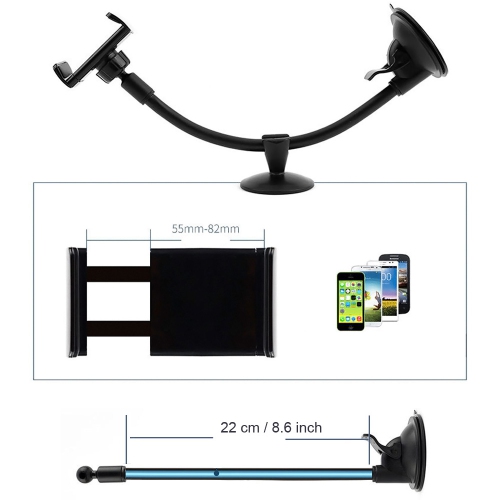axGear Extra Long Arm Car Windshield Phone Holder Suckion Cup Car Holder Stand