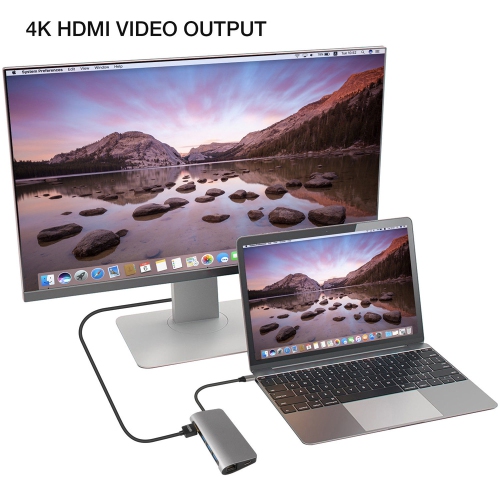 axGear Type C to HDMI Adapter USB-C 3.1 Dongle Hub PD USB 3.0 Hub RJ45 Lan Ethernet