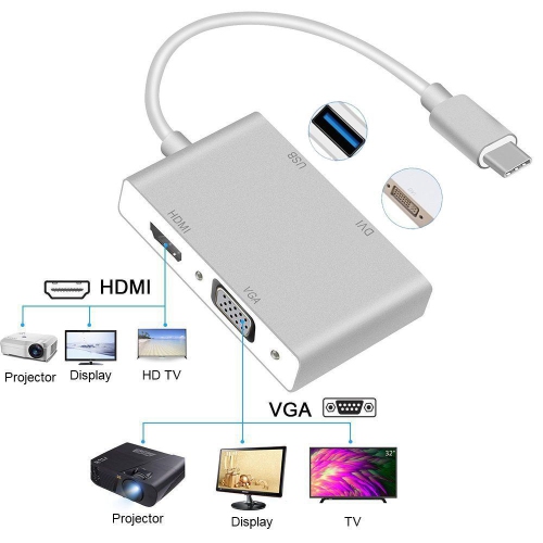 axGear USB-C to HDMI / DVI / VGA External Graphics Video Card Adapter USB 3.0 4K x 2K