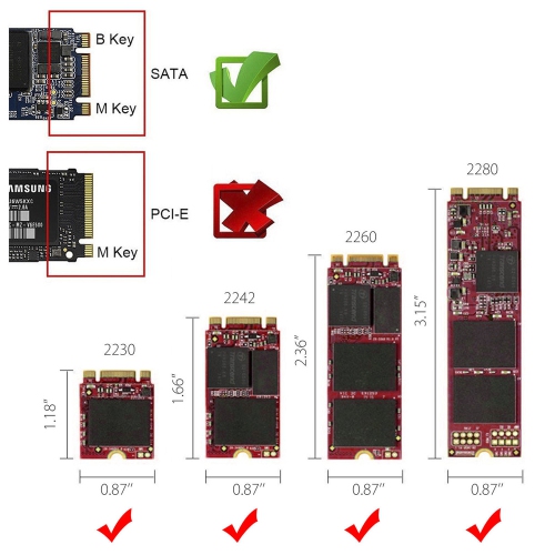 axGear 2.5 Inch SATA to M2 NGFF SSD Enclosure Converter Internal / External Adapter