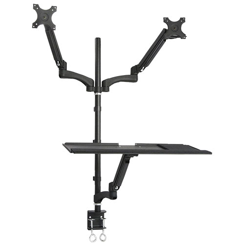 TygerClaw TYDS10022 13"-27" Dual-Arm Full Motion Monitor Mount with Keyboard Tray - Black