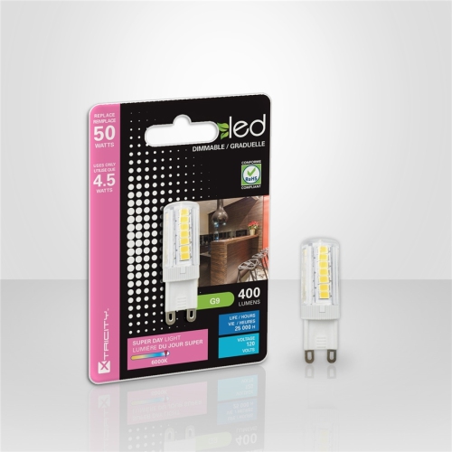 Xtricity LED Bulb G9/4.5W/120V/400L/day light 6000k dim.1 pk