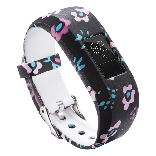 StrapsCo Patterned Silicone Rubber Replacement Watch Band Strap for Garmin Vivofit 3 - Painted Flowers - Short-Medium