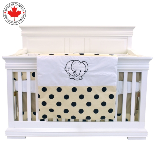 BEBELELO  - 5 Pieces Bedding for Baby - Beige And With An Elephant Pattern In Dark Brown