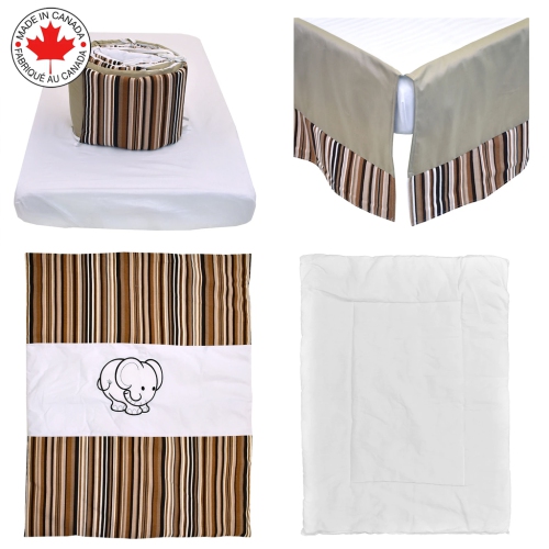 Bebelelo - 5 pieces bedding for baby - brown and beige with an Elephant pattern