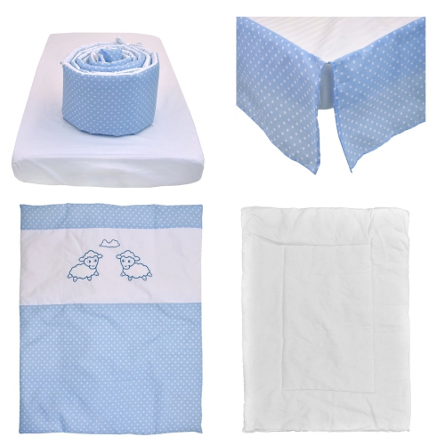 Bebelelo - 5 pieces bedding for baby - blue and white with a Sheep pattern