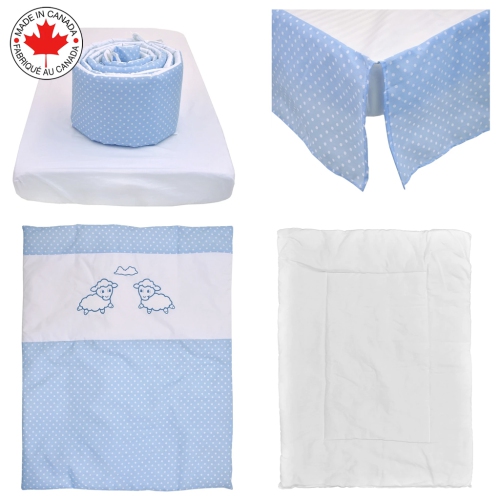 Bebelelo - 5 pieces bedding for baby - blue and white with a Sheep pattern