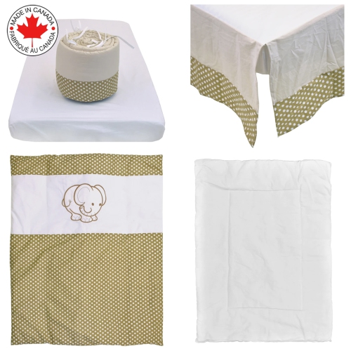 Bebelelo - 5 pieces bedding for baby - beige and white with an Elephant pattern